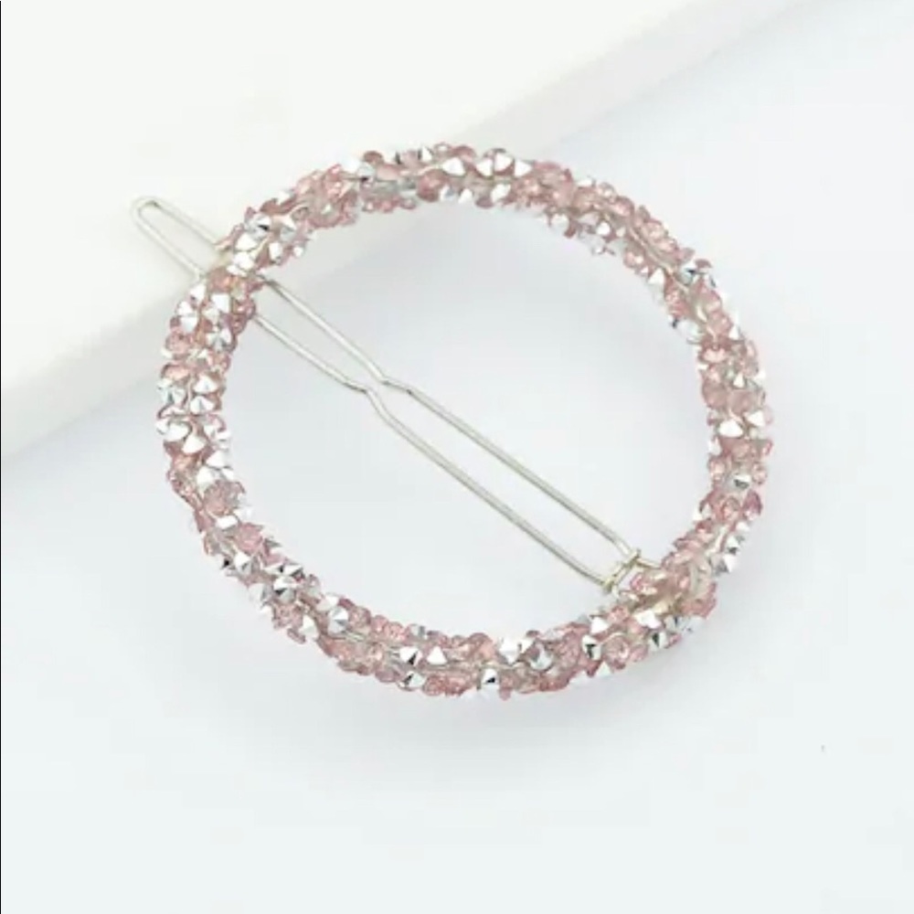 Glamorous Pink Crystal Hair Clip - Picture 2 of 3